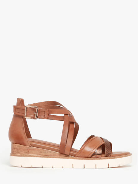 Sandals In Leather Tamaris Brown accessoires 42