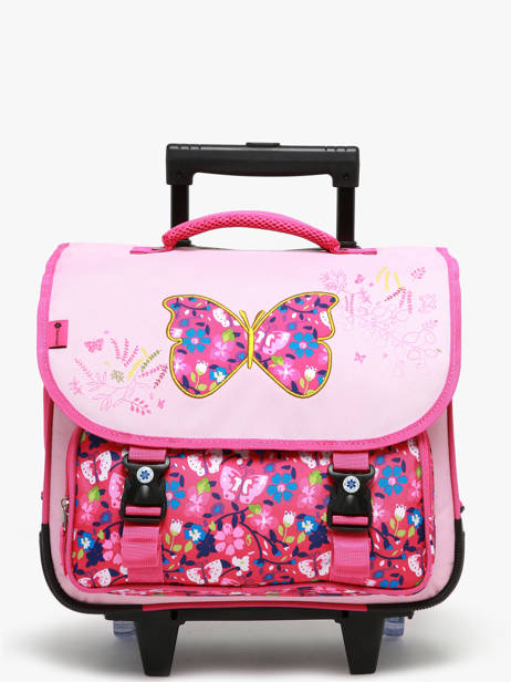 Cartable à Roulettes 2 Compartiments Snowball Rose butterfly T46438