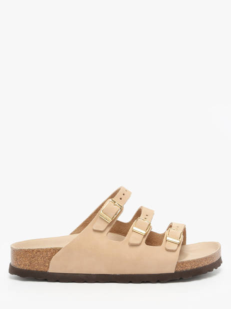 Slippers Florida In Leather Birkenstock Beige accessoires 1029480