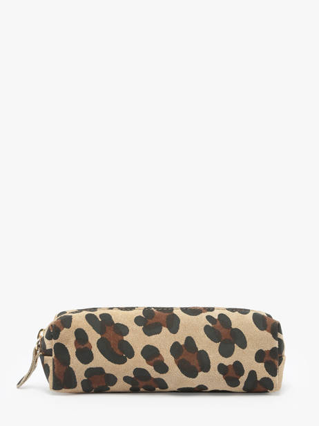 Pouch Leather Milano Beige velvet leopardo VL22116
