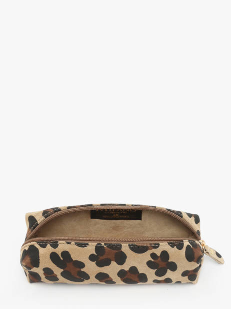 Pouch Leather Milano Beige velvet leopardo VL22116 other view 1