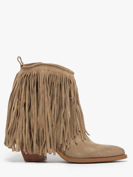 Santiago Boots In Leather Metisse Beige women XD2125