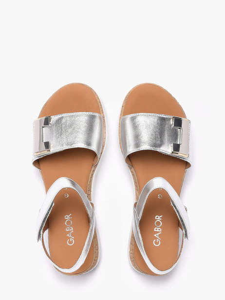 Sandales Semelle Compensée En Cuir Gabor Argent women 10 vue secondaire 3